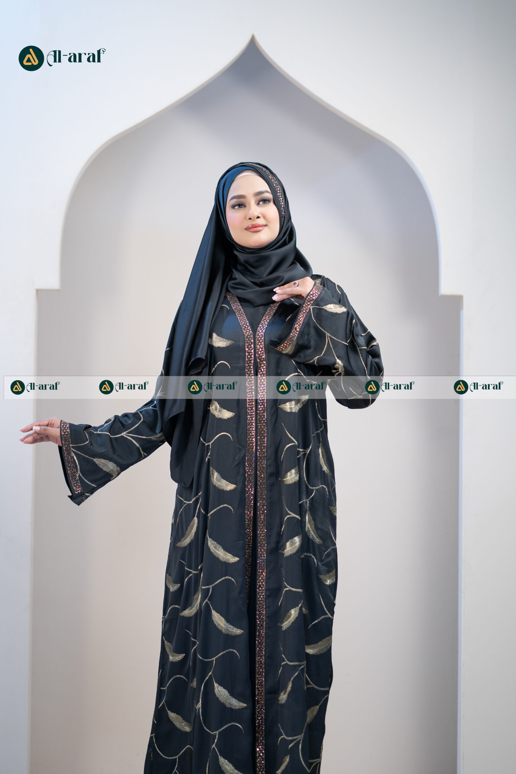 Palak Burkha – Premium Zafran Silk Fabric with Elegant Embroidery Design