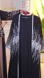 Hoorain Embroidery Abaya Black & White