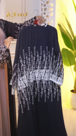Hoorain Embroidery Abaya Black & White (3)