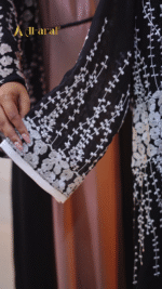 Hoorain Embroidery Abaya Black & White (4)