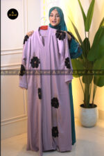 Zafreen Velvet Applique Abaya-Lavender color