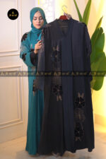 Zafreen Velvet Applique Abaya –black Color
