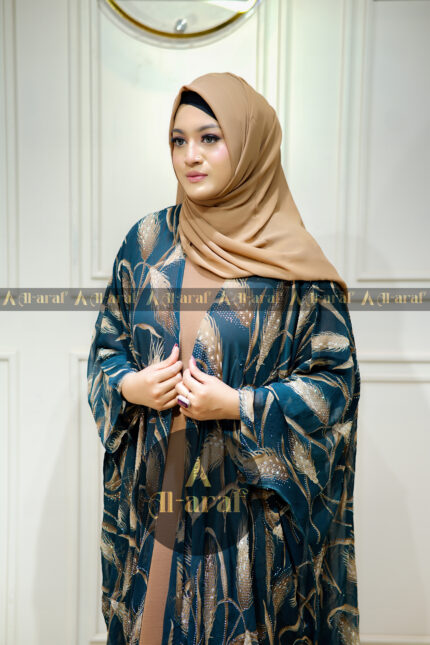 Dubai Abaya with Stone Work Chiffon Koti & Hijab | Premium CY Fabric Inner