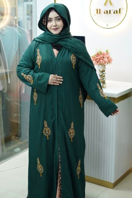 2 Part Premium Quality Abaya | Popcorn febrics with gorgeous hand karchupi work Abaya