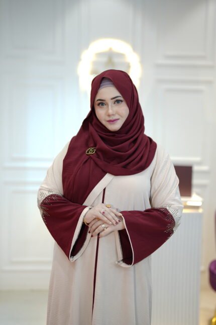 Double Contrast & Gorgeous Stone Work Abaya